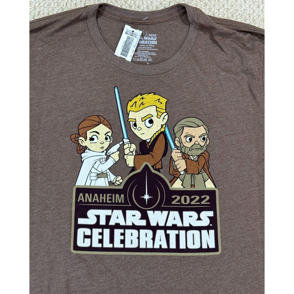 Disney Star Wars T-Shirt 2XL Brown Celebration Anaheim 2022 Short Sleeve Tee NEW